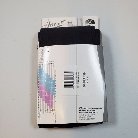 Hanes Curves Control Top Opaque Tights Size 1X/2X NWT Womens Black Shapewear - Picture 2 of 7